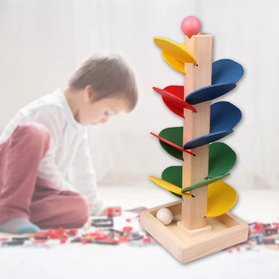 1Set Interactive Wooden Tree Stacking Block Toy Stimulation Blocks Tumble Game Stacking Block Wooden Block Ball Game E65D