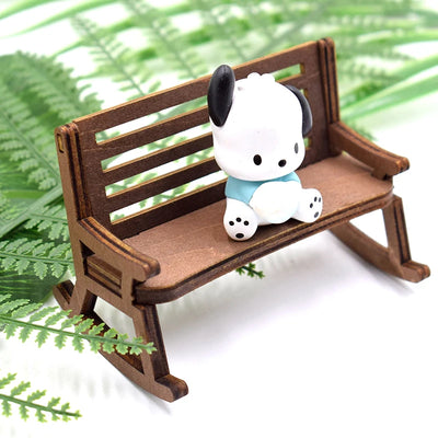 Dollhouse Mininature Table Chair Mini Wooden Bench Rocking Chair Furniture Model Doll House Decor For Kids Pretend Play Toy