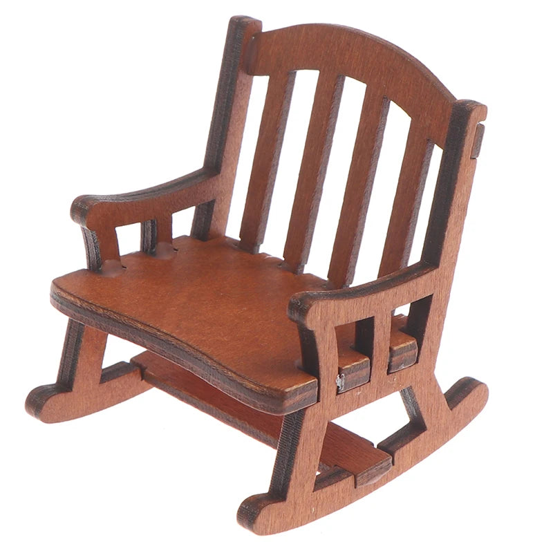 1pcs 1:12 Scale Dollhouse Miniature Furniture Wooden Rocking Chair Seat For Dolls House Accessories Decor Toys