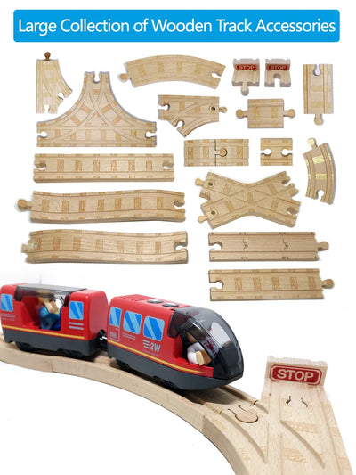 High Quality With Pattern Beech Small Track Train Toy Children's Set Wooden Magnetic Rail Train Bulk Accessories Track