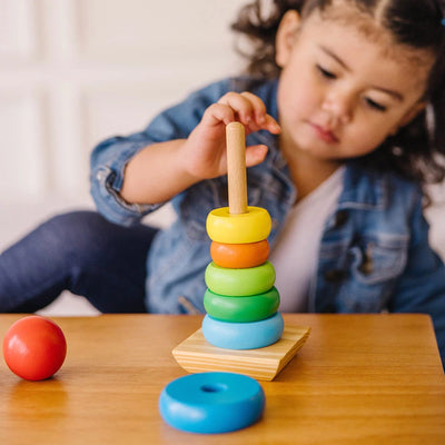 Children's Best Montessori Rainbow Wooden Ring Toys- Super Toy Mart