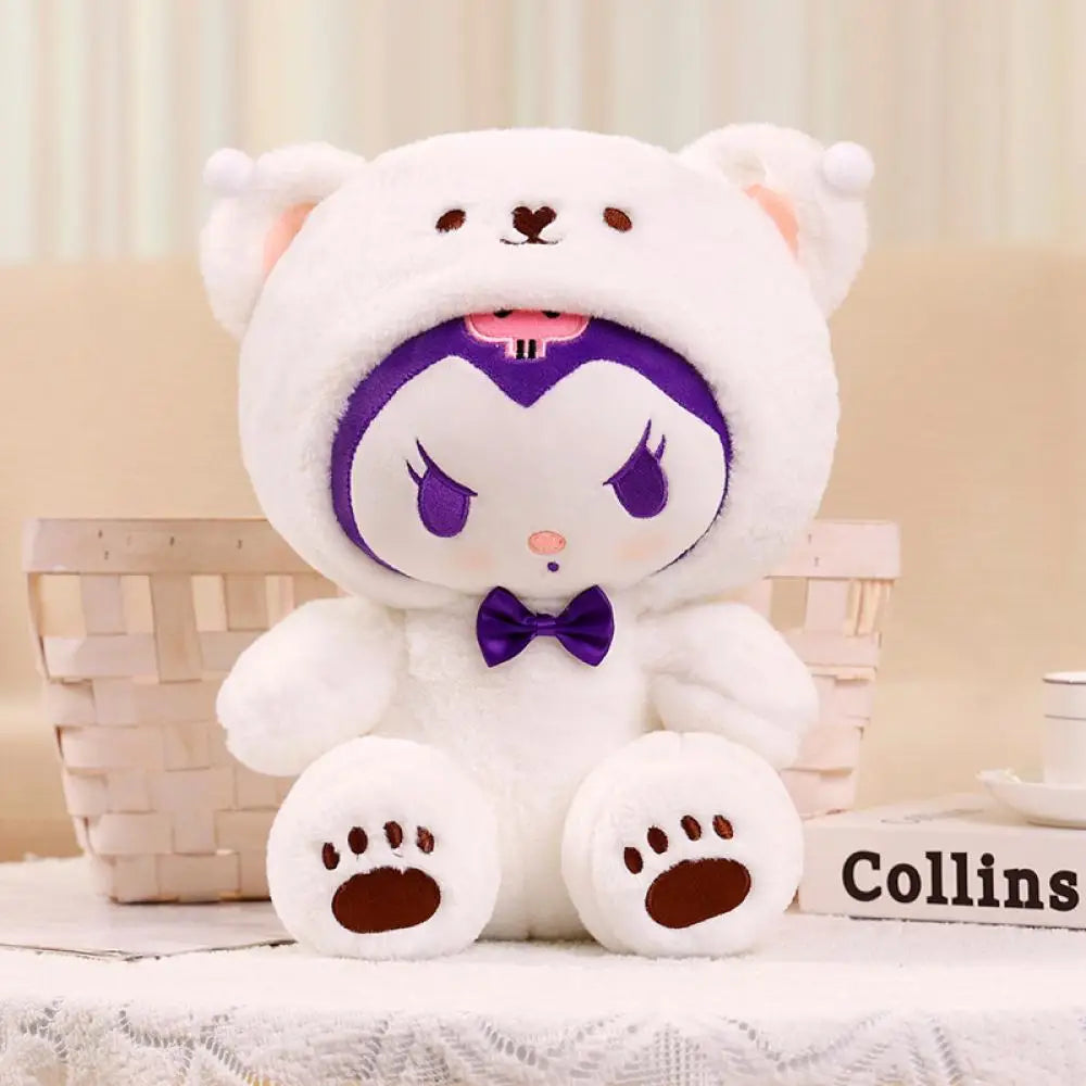 Sanrio 25Cm Kuromi Cinnamoroll Cross Dressing Plush Doll Hello Kitty Kawaii My Melody Anime Cartoon Plushie Toy Christmas Gifts