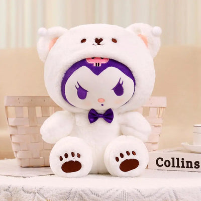 Sanrio 25Cm Kuromi Cinnamoroll Cross Dressing Plush Doll Hello Kitty Kawaii My Melody Anime Cartoon Plushie Toy Christmas Gifts