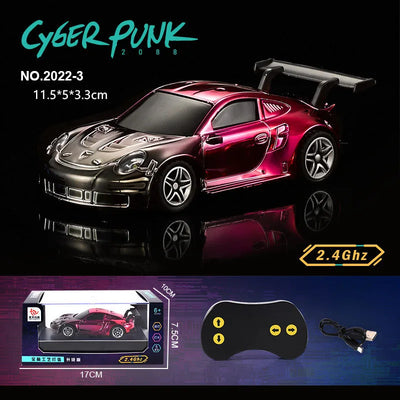 1:43 Mini Size RC Car Gold Plated With Lights 2.4G Radio Remote Control Racing Cars Model USB Charging Boys Toys For Children