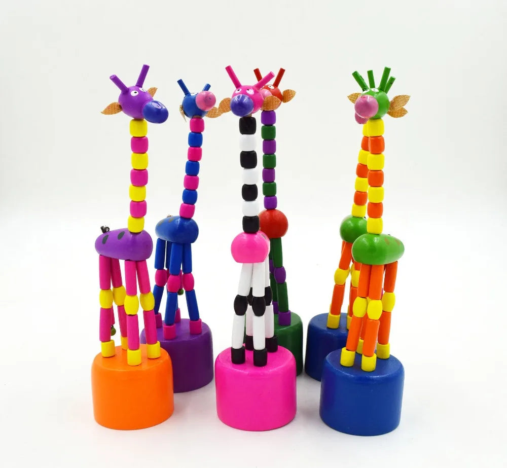 1PC Baby Educational Wooden Toys Blocks Rocking Giraffe Toy Kids Dancing Standing Wire Animal Random DropShipping