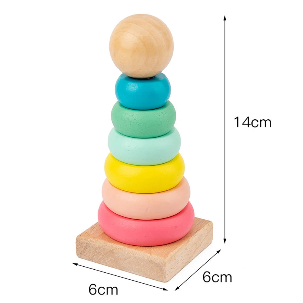 Children's Best Montessori Rainbow Wooden Ring Toys- Super Toy Mart