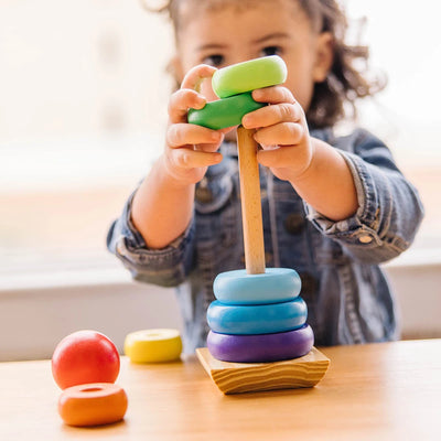 Children's Best Montessori Rainbow Wooden Ring Toys- Super Toy Mart