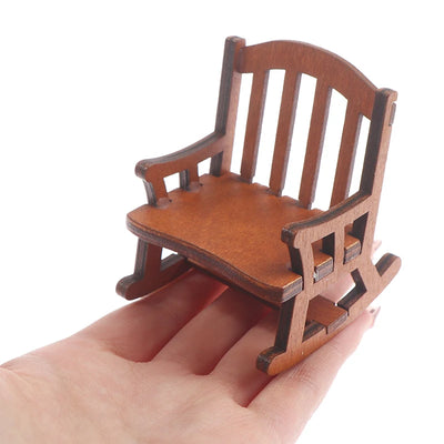 1pcs 1:12 Scale Dollhouse Miniature Furniture Wooden Rocking Chair Seat For Dolls House Accessories Decor Toys