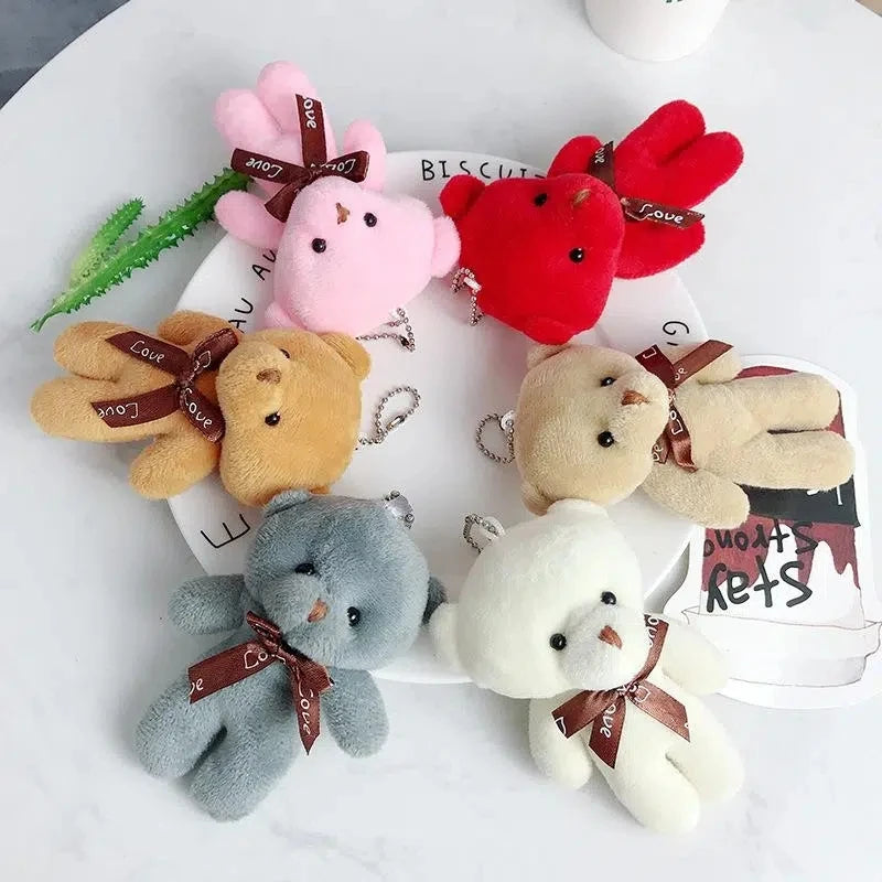 12cm Teddy Bear Doll Cute Animal Bear Plush Toy For Girl Kawaii Mini Stuffed Doll Keychain Bag Pendent Children Party Small Gift