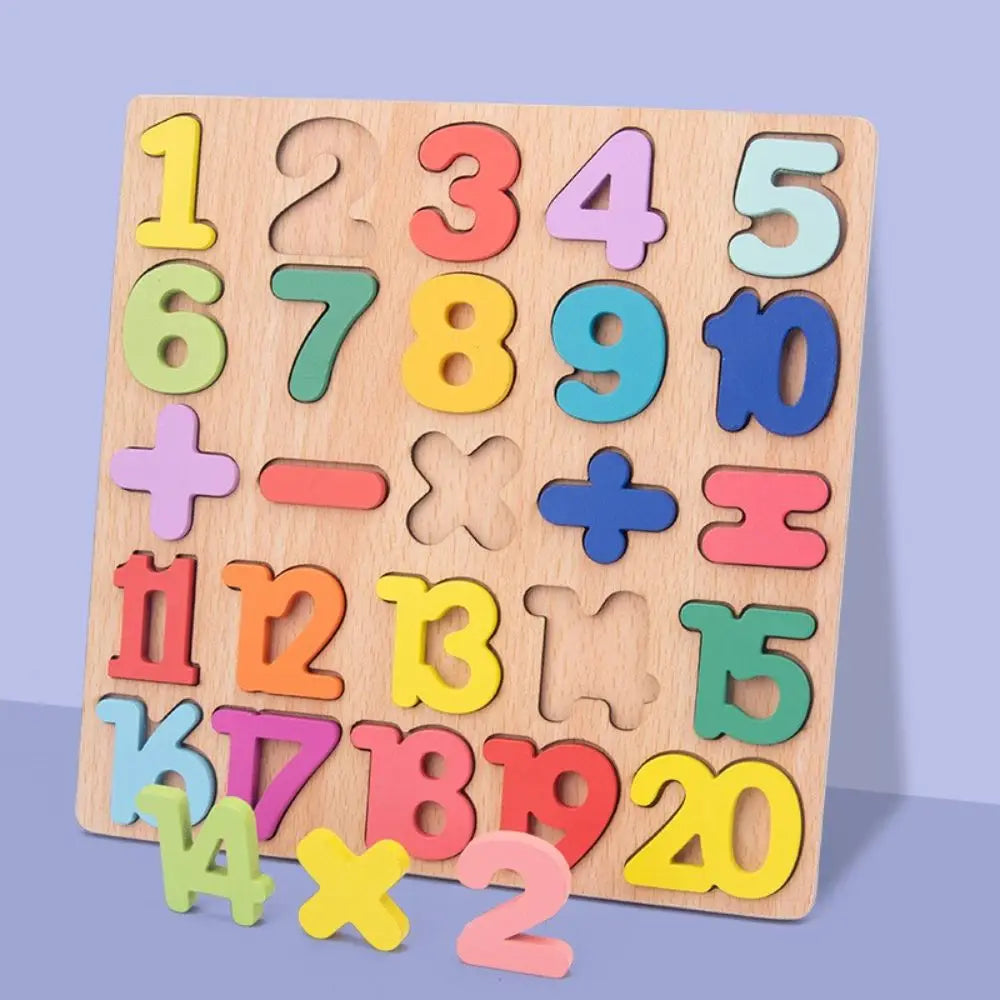 Wooden Preschool Kindergarten Alphabet Number Educational Toy Children Jigsaw Toys Building Block Matching