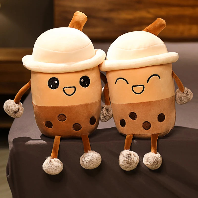 25cm cute cartoon bubble tea cup shaped pillow real-life pearl milk tea plush toys stuffed soft back cushion funny boba food