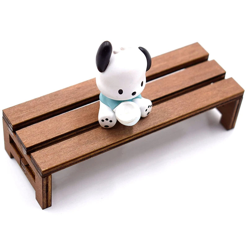 Dollhouse Mininature Table Chair Mini Wooden Bench Rocking Chair Furniture Model Doll House Decor For Kids Pretend Play Toy