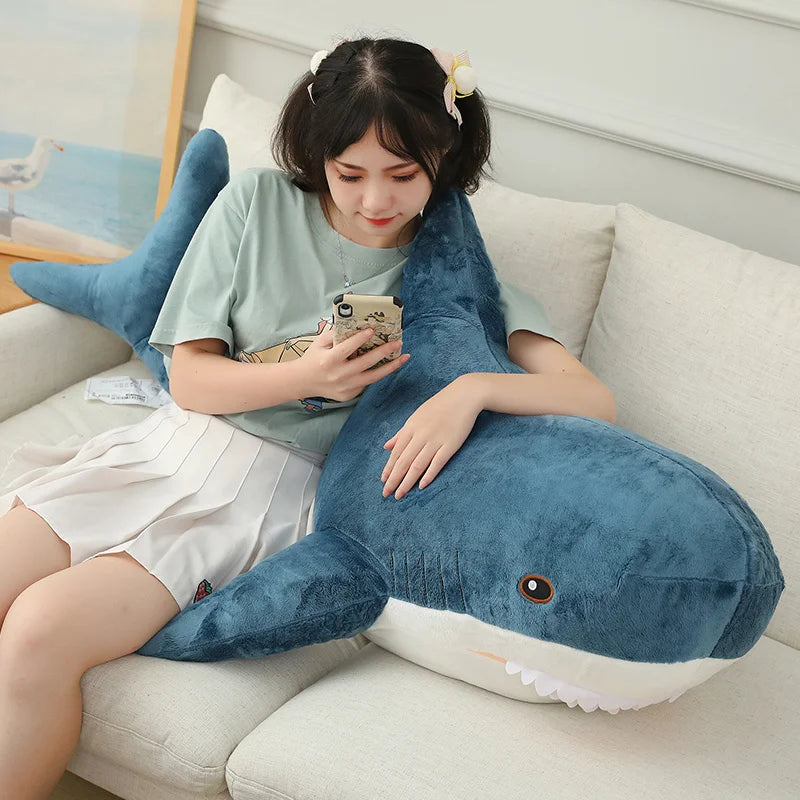 15-140cm Simulation Great Plush Toys Cute Big Shark Whale Sofa Stuffed Pillow Soft Animals Plushie Birthday Gift for Kids