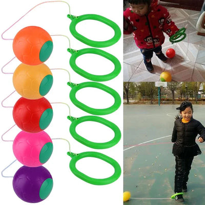 2pcs random color Bounce ball Kids outdoor single leg swing Classical skip jump ball interaction playground balance training toy