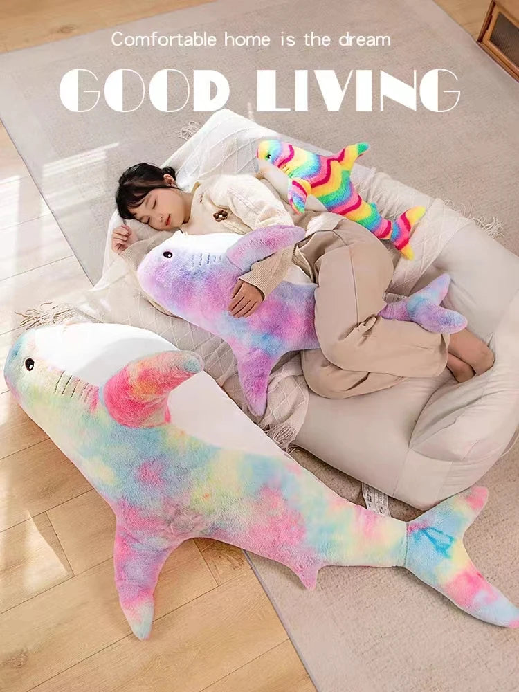 140cm Giant Cute Shark Plush Toy Soft Stuffed Speelgoed Animal Reading Pillow for Birthday Gifts Cushion Doll Gift For Boy Girl