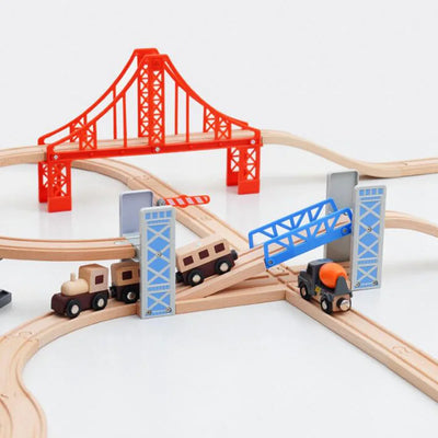 Wooden Train Bridges Wooden Train Track Accessories Suspension Bridge Viaduct Bridge Compatible with Thomas Trains Brio Set