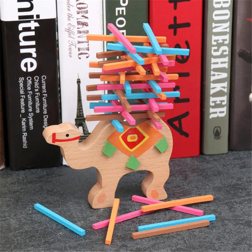 Animal Wooden Balance Building Blocks Elephant Camel Toys Counting Stick Montessori Game Early Educational Toys Children Gifts