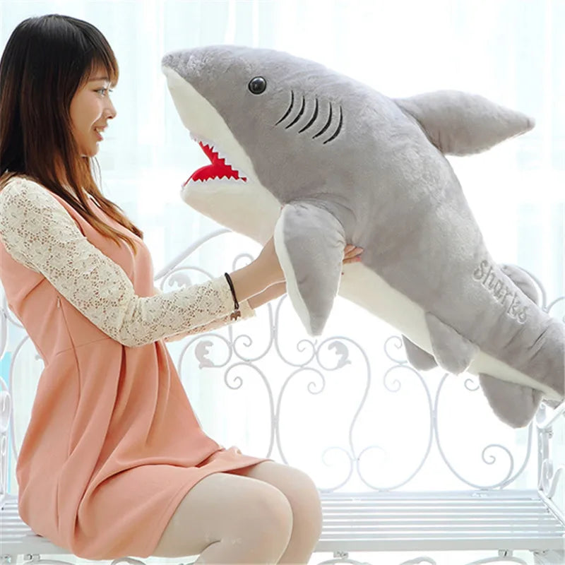 Plush Giant Shark Toy Soft Stuffed Animal Reading Pillow Birthday Gifts Cushion Doll Gift For Children Plushie Pad