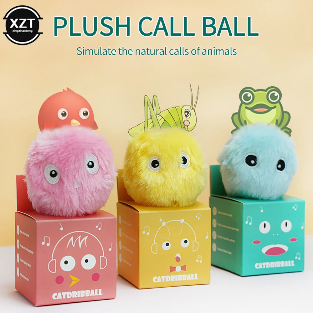 Pet Smart Cat Toys Interactive Ball Plush Electric Catnip Training Toy Kitten Touch Sounding Pet Product Squeak Toy Cat Ball