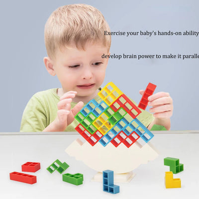 Tetra Tower Game Stacking Blocks Stack Building Blocks Balance Puzzle Board Assembly Bricks Educational Toys for Children Adults