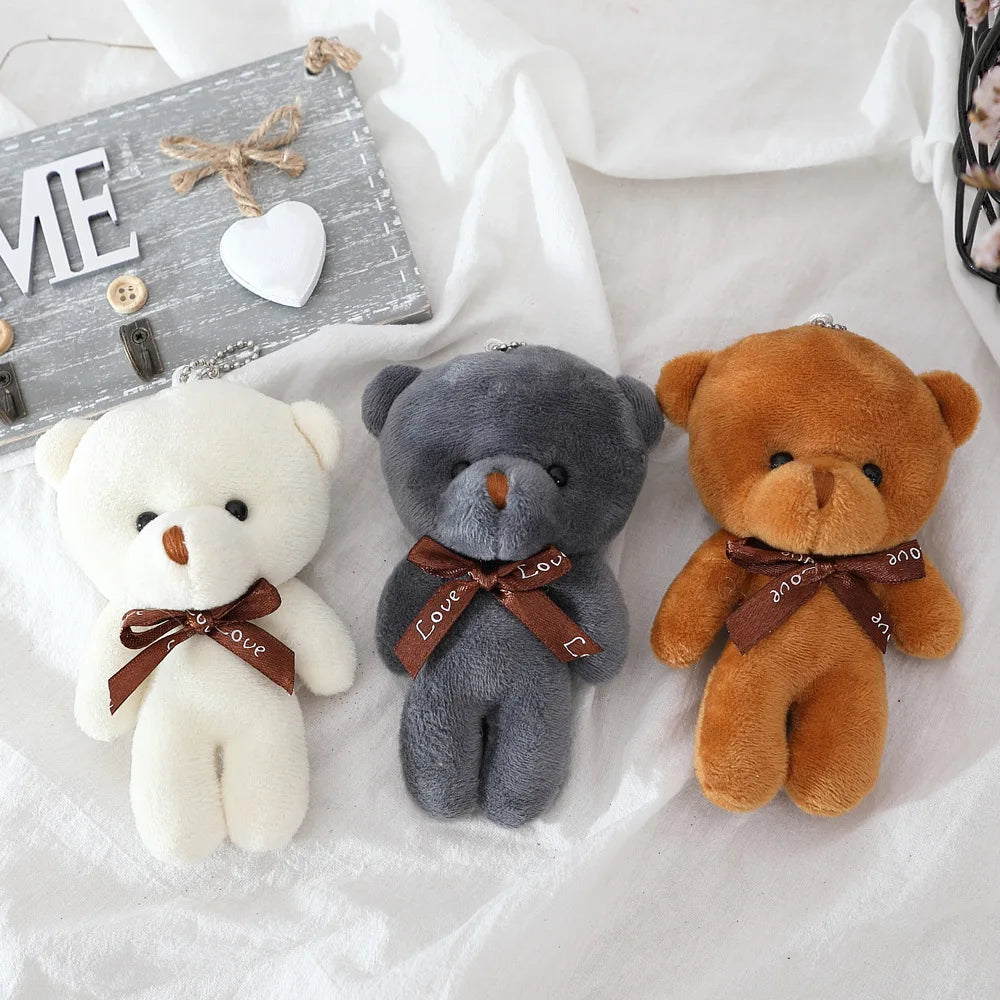 12cm Teddy Bear Doll Cute Animal Bear Plush Toy For Girl Kawaii Mini Stuffed Doll Keychain Bag Pendent Children Party Small Gift