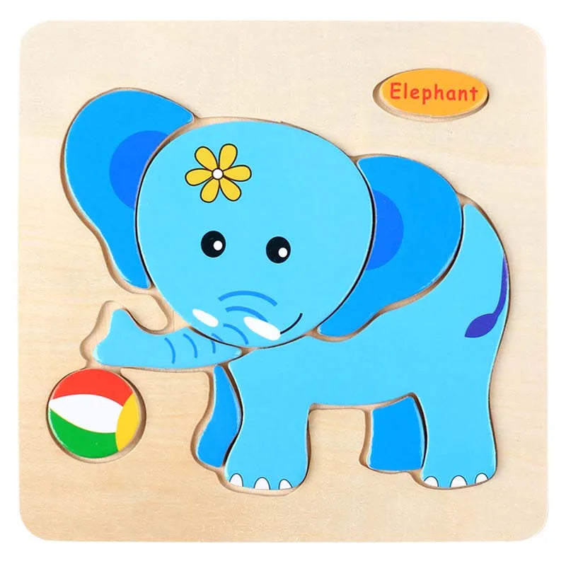 15x15cm Baby Wood Jigsaw Puzzle Board Game Cartoon Animal 3d Puzzle Montessori Educational Learning Wooden Toys for Children