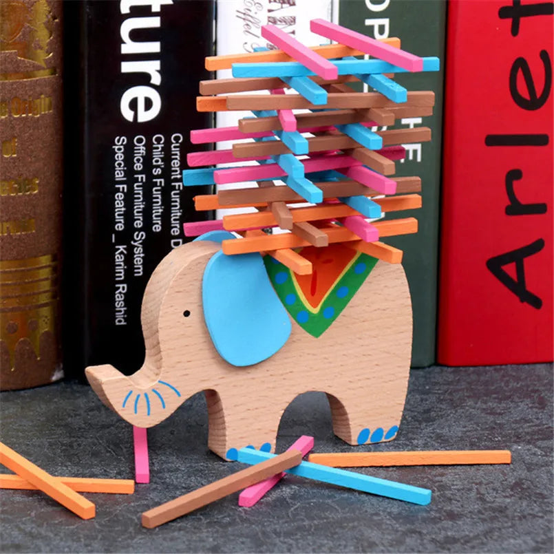 Animal Wooden Balance Building Blocks Elephant Camel Toys Counting Stick Montessori Game Early Educational Toys Children Gifts