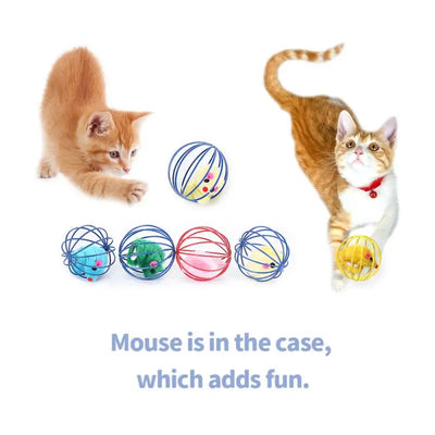 Cat Toy Pet Ball Toy Cage Plush Rat Colorful Interactive Training Toys Kitten Puppy Mouse Cage Ball Cat Accessories Pet Supplies