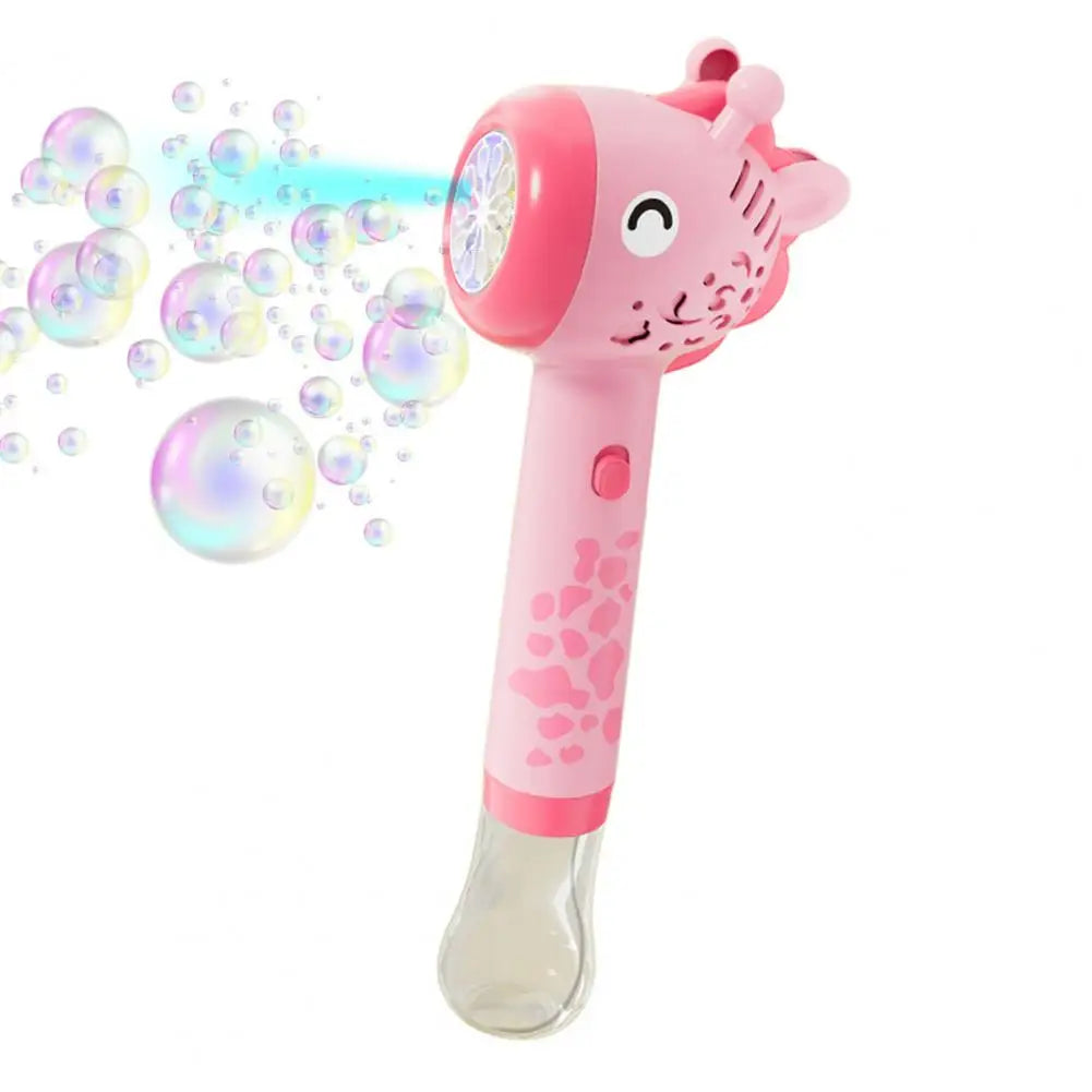 Electric Bubble Machine Toddlers Bubble Machine Cartoon Electric Giraffe Bubble Maker Wand with Light Handheld for Boys