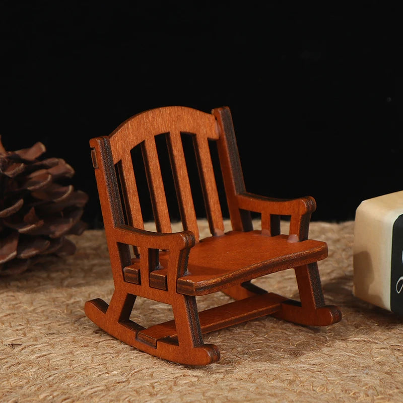 1pcs 1:12 Scale Dollhouse Miniature Furniture Wooden Rocking Chair Seat For Dolls House Accessories Decor Toys