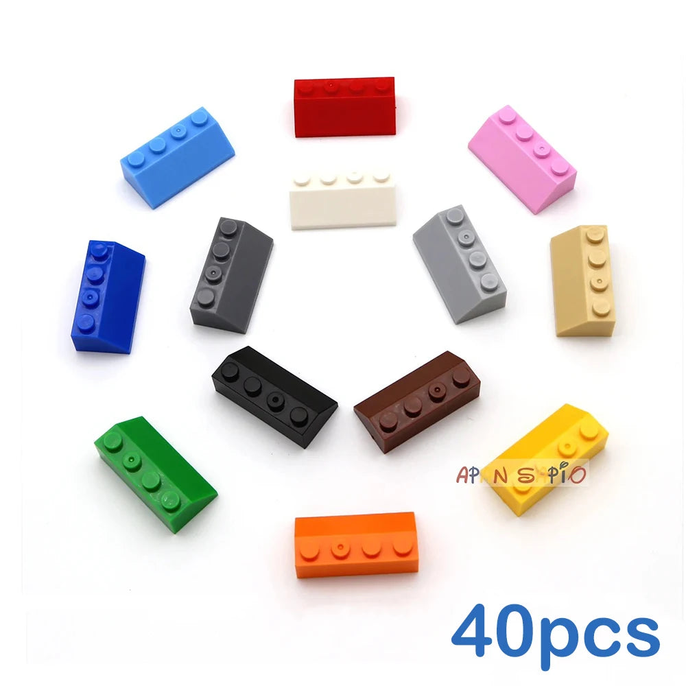 40pcs DIY Building Blocks Slope 2x4 Thick Figure Bricks Educational Creative Compatible With 3037 Toys for Children Size