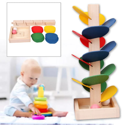 1Set Interactive Wooden Tree Stacking Block Toy Stimulation Blocks Tumble Game Stacking Block Wooden Block Ball Game E65D