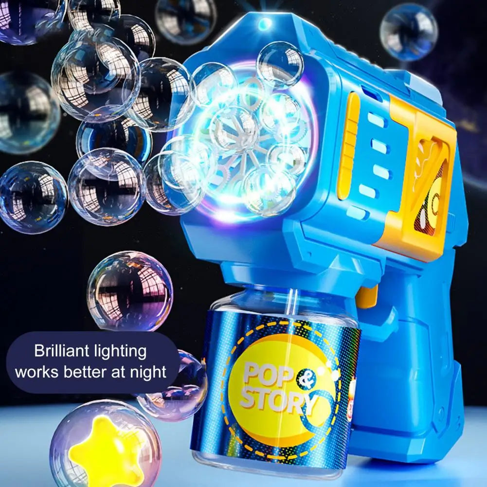 Cartoon Bubble Machine Portable Kids Cartoon Bubble Maker Machine with Light 10-hole Handheld for Toddlers for Children