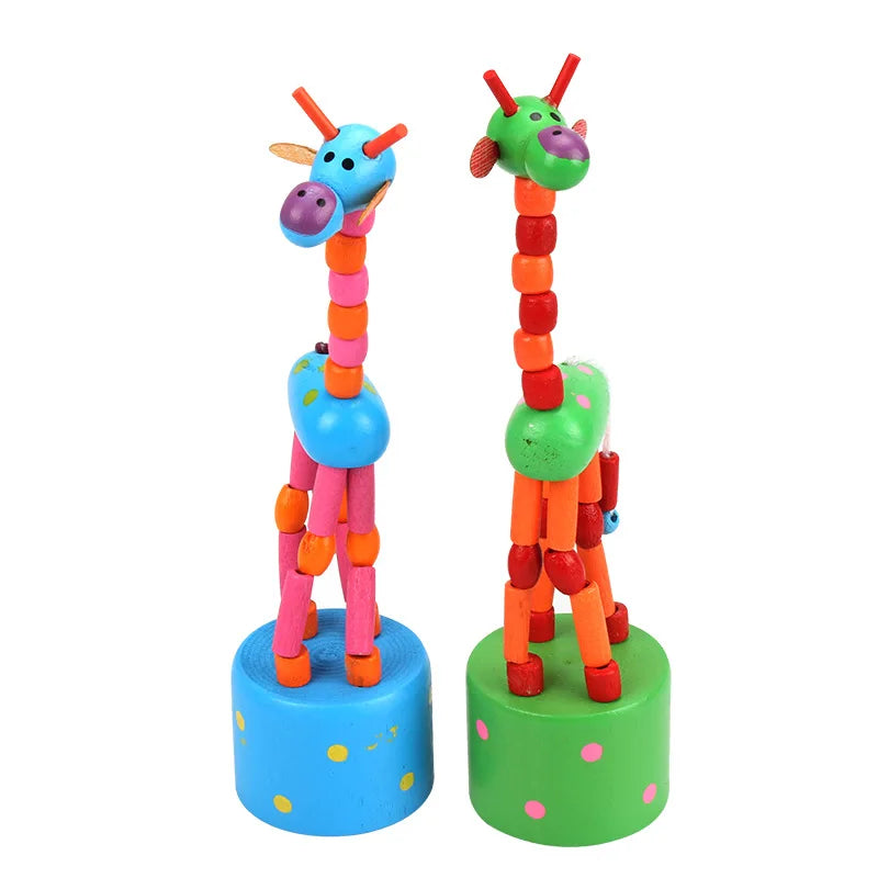 1PC Baby Educational Wooden Toys Blocks Rocking Giraffe Toy Kids Dancing Standing Wire Animal Random DropShipping