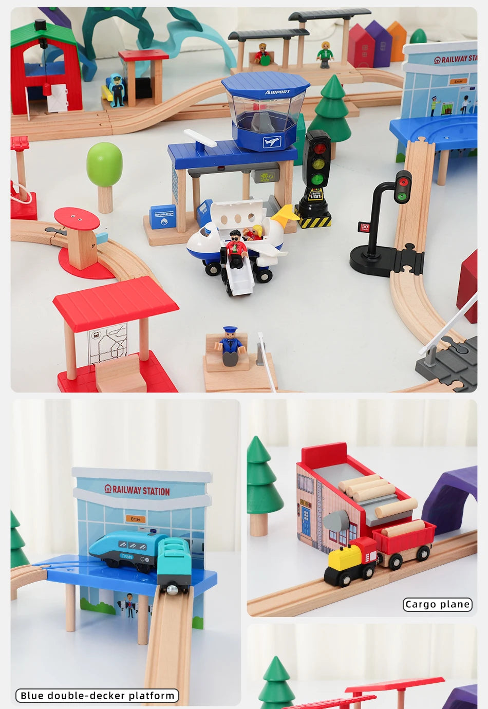 Wooden Train Track Universal Scene Expansion Accessories Suitable For Brand Wooden Railway Track Set Children's Educational Toys