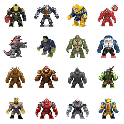 Disney Wolverine Super Iron Man Heroes Hulk Thanos Spider Anime Big Figure Building Blocks Venom Action Toys For Children Gift