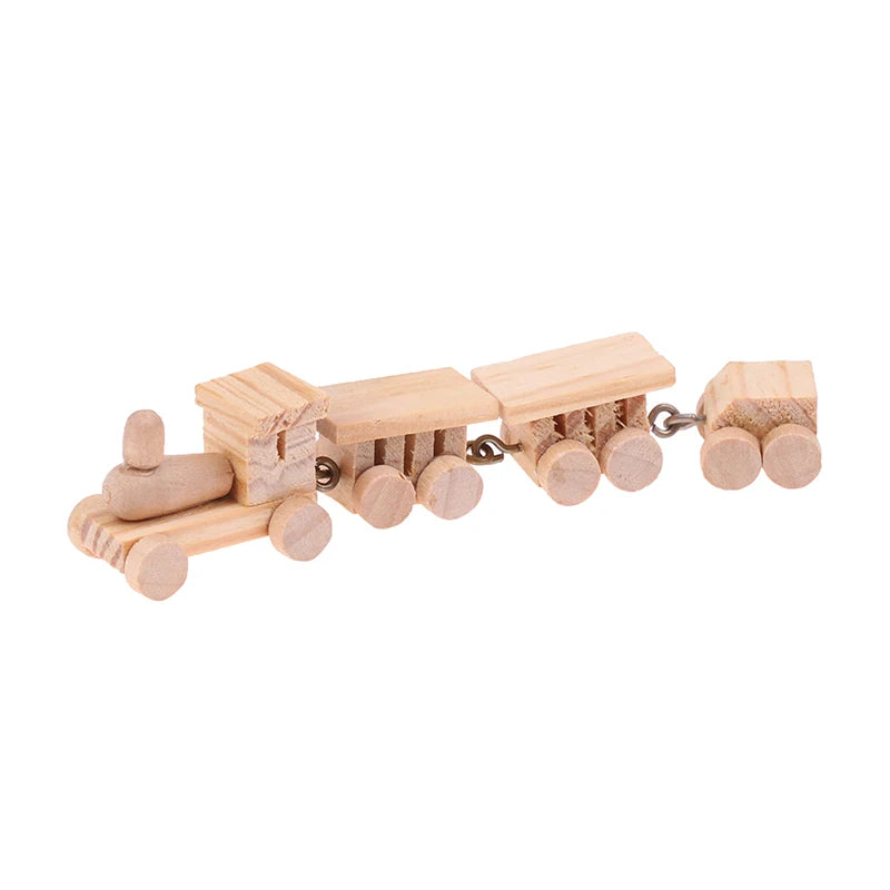 1Pc Miniature Wooden Train Set Locomotive Compartment Carriages Dollhouse Cute Toy Play Doll House Decor