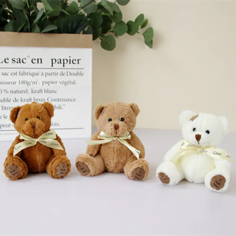 18cm 1pc Cute Bear Dolls Lovely Teddy Bear Stuffed Toy Soft Bear Toy Boys Girls Birthday Brinquedos Wedding Gifts