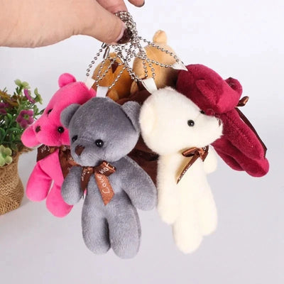 12cm Teddy Bear Doll Cute Animal Bear Plush Toy For Girl Kawaii Mini Stuffed Doll Keychain Bag Pendent Children Party Small Gift