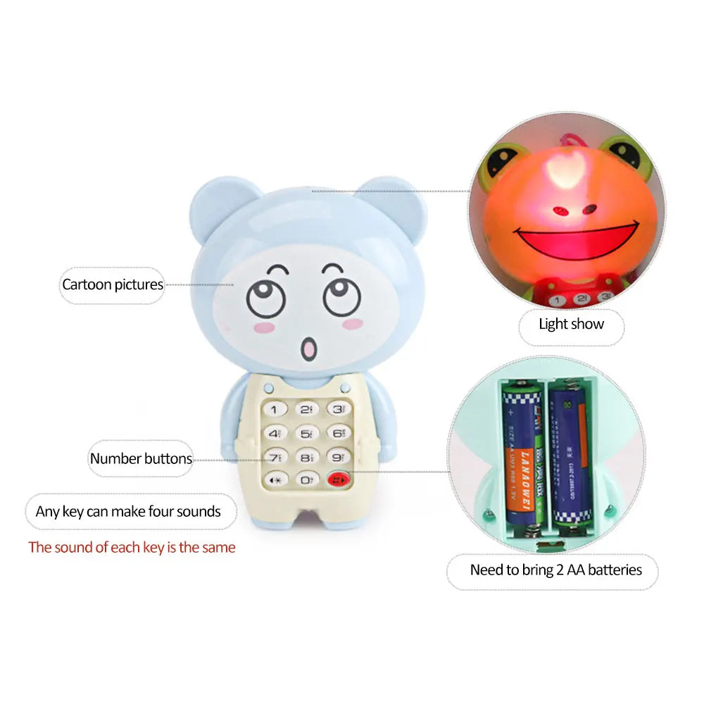 Electronic Toy Musical Phone Mini Cute Children Phone Toy Early Education Cartoon Mobile Phone Telephone Cellphone Baby Toys