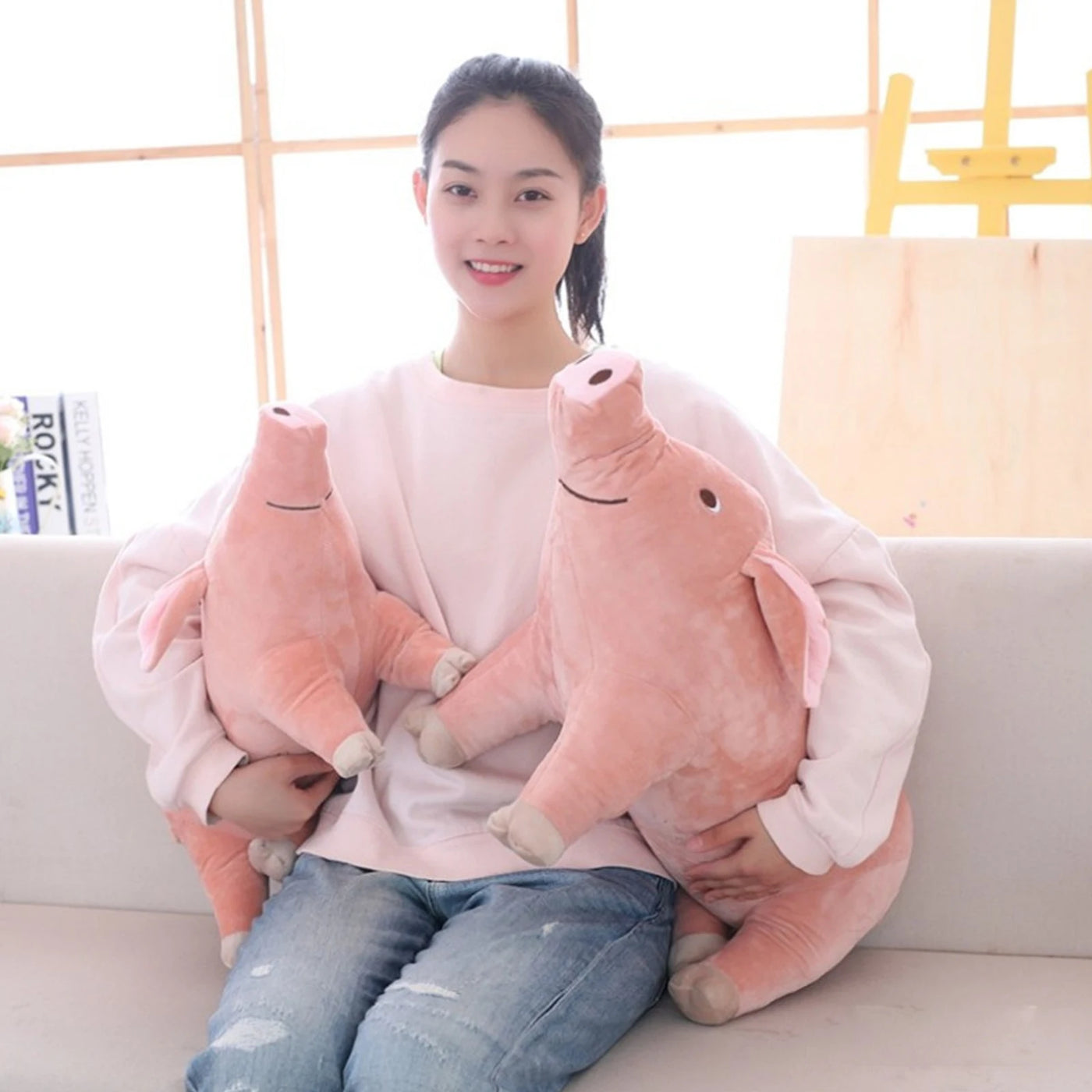 New 25CM Plush Toys Cartoon Pig Shaped Doll Throw Pillow Stuffed Toys Nice Gift For Kids Adults Lovely Dark Pink Hot Sale