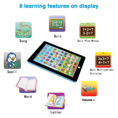 Kids Touch Tablet Tablet with Screen Eye Protection Abc Word Song Music Number Learning Educational for Fun