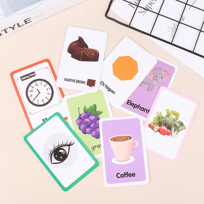 1Set Children Cognition Cards Multi-style Cartoon Shape Animal Colour Learning FlashCards Kids Education Materials Learning Toy