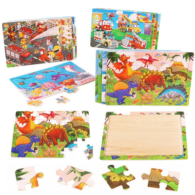 Economy 30piece Montessori 3D Puzzle Cartoon Animal Wooden Jigsaw Puzzle Board Game Educational Toys For Children Gifts