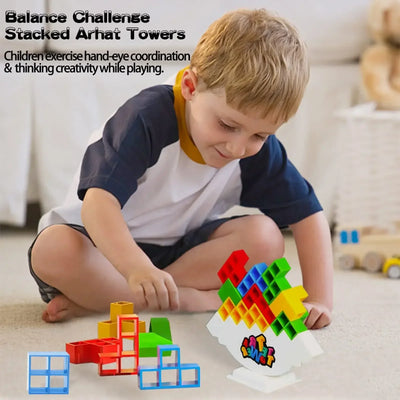 Tetra Tower Balancing Stacking Toys Board Games for Kids & Adults Balance Game Building Blocks Perfect for Family Games Parties