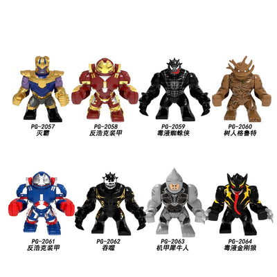 Disney Wolverine Super Iron Man Heroes Hulk Thanos Spider Anime Big Figure Building Blocks Venom Action Toys For Children Gift