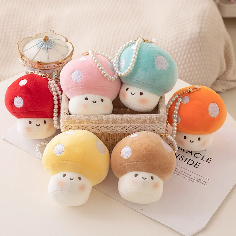 Cartoon Mushroom Doll Keychain Cute Stuffed Plush Toys Car Key Ring Bag Pendant Men Women Christmas Key Chain Creative Gift