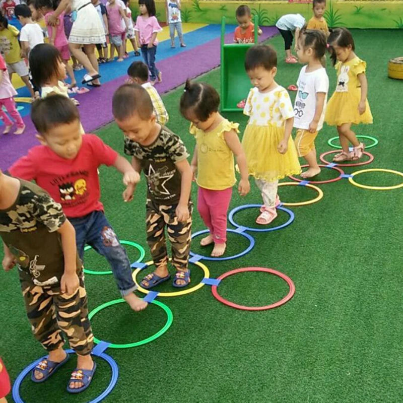 Children Games Hopscotch Jump Rings Set Kids Sensory Play Indoor Outdoor Training Sports Toy Outdoor Class Toys