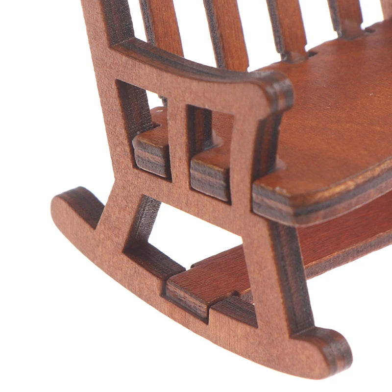 1pcs 1:12 Scale Dollhouse Miniature Furniture Wooden Rocking Chair Seat For Dolls House Accessories Decor Toys