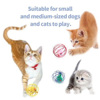 Cat Toy Pet Ball Toy Cage Plush Rat Colorful Interactive Training Toys Kitten Puppy Mouse Cage Ball Cat Accessories Pet Supplies